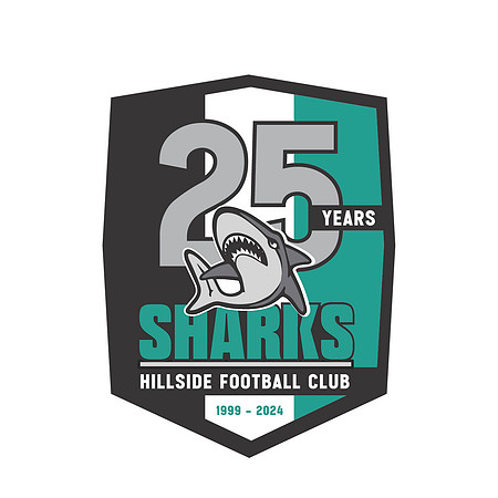 Hillside Sharks 25 year white background